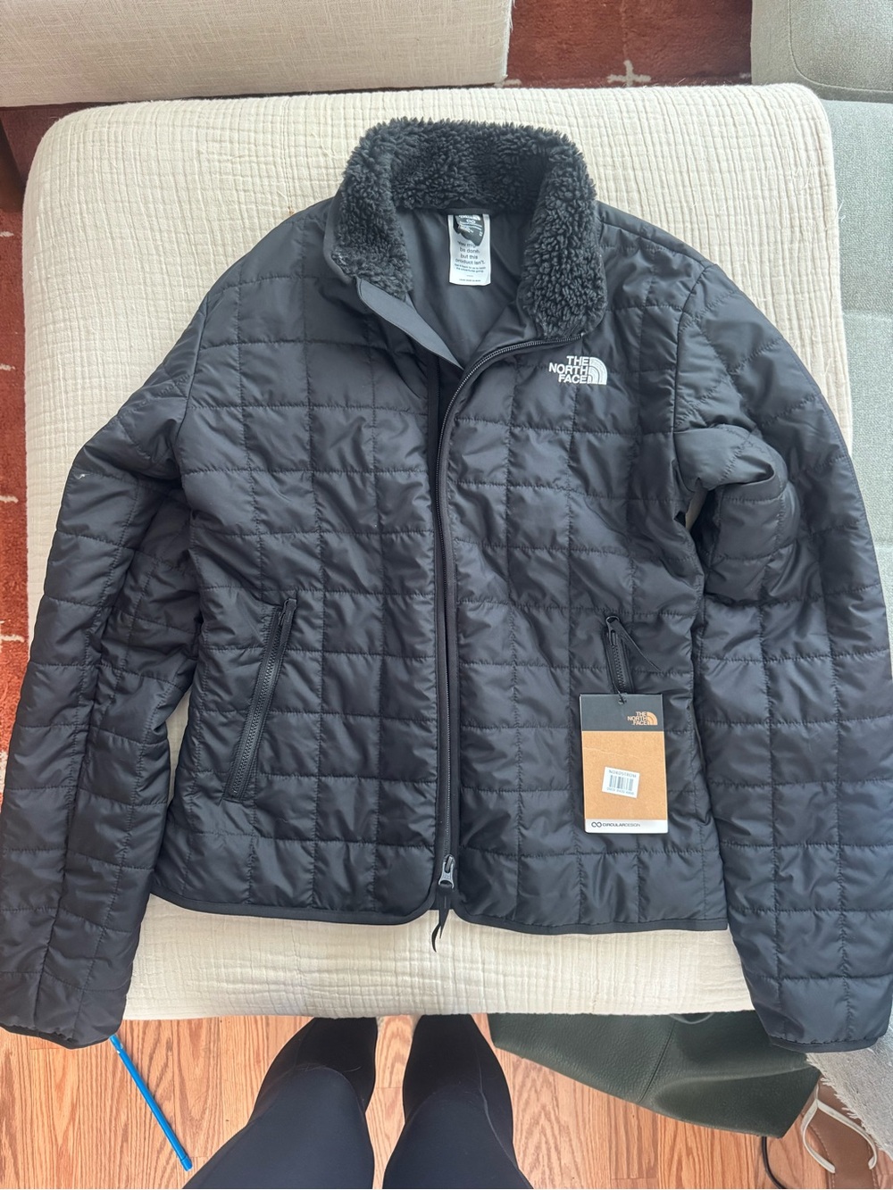 The North Face Women’s Black Quilted Puffer Jacket with Sherpa Collar (NWT)